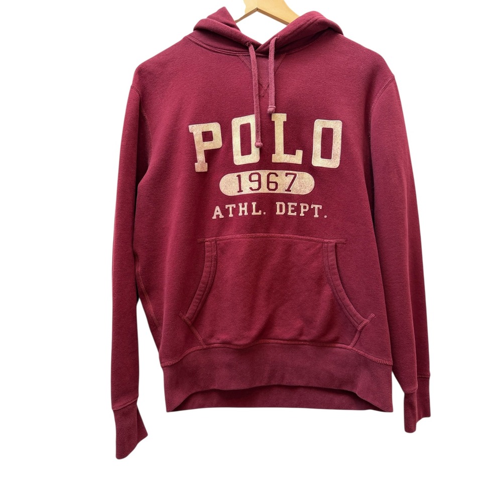 Polo Ralph Lauren‎ Mens Burgundy 1967 Athl Dept Hoodie Sweatshirt Size S
